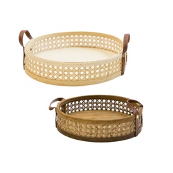 PUCHIKA 圆形组合收纳筐 白+棕