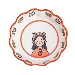 酱有好物 卡通女孩沙拉盘 7.5寸 大红色