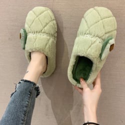 酱有好物 秋冬可爱棉拖鞋 升级厚底牛油果绿 38-39码
