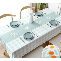 酱有好物  防水PVC桌布 淡雅青格  120x180cm 650g