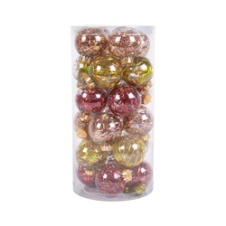 Weihnachtskugeln PET Set Champagner Gold,Gold,Rot