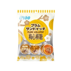 U100 黑糖味梅心棒糖 84g