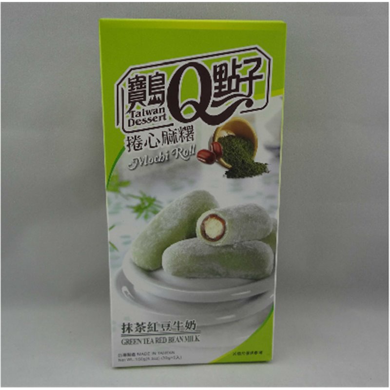 DJY打酱油台湾原产 宝岛Q点子-卷心香浓麻糬-抹茶红豆味150g
