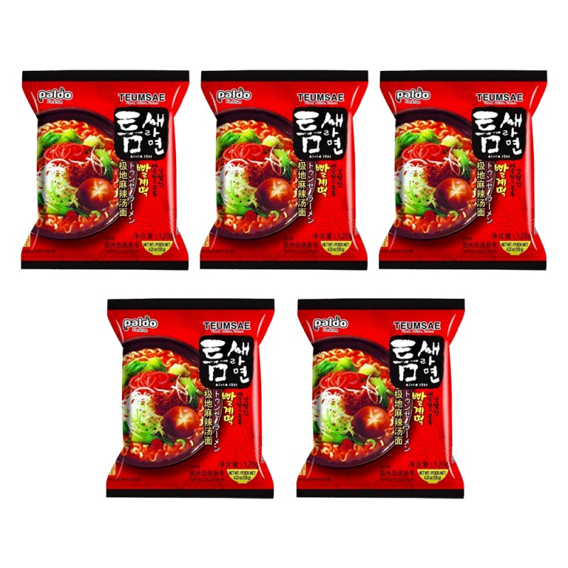DJY打酱油5连包 韩国热销Paldo 极地麻辣汤面120g*5