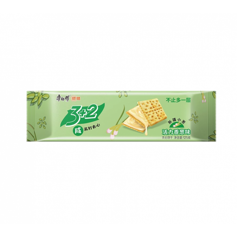 DJY打酱油康师傅3+2 咸苏打饼干活力香葱味125g