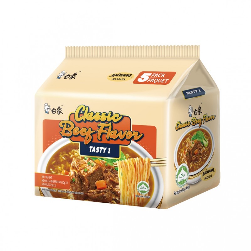 DJY打酱油白象 Tasty 1 经典牛肉味汤面五连包 82g*5