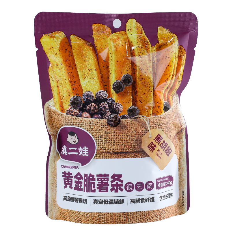DJY打酱油滇二娃 黄金脆薯条(黑胡椒味) 40g