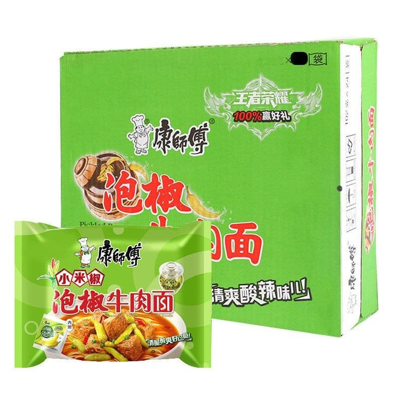 DJY打酱油10.7到期 整箱24袋康师傅 小米泡椒牛肉面 103g