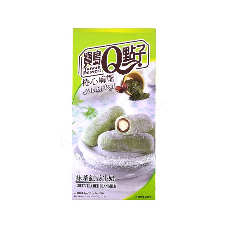 DJY打酱油台湾原产 宝岛Q点子-卷心香浓麻糬-抹茶红豆味150g