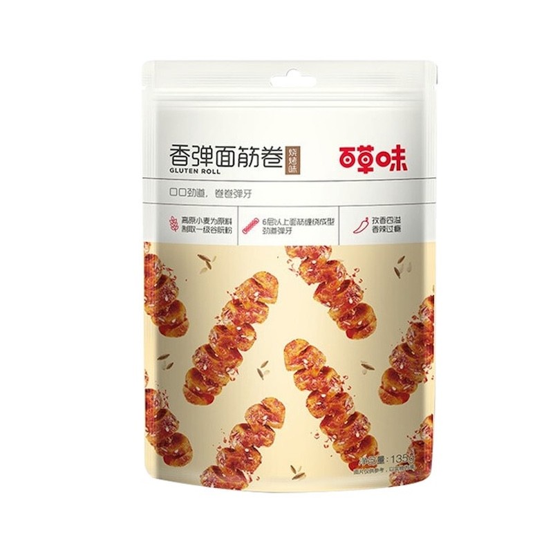 DJY打酱油百草味 香弹面筋卷 烧烤味袋装 135g