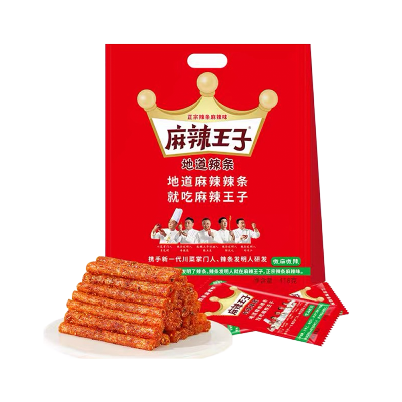 DJY打酱油4月5号到期 麻辣王子 辣条微麻微辣味 418g