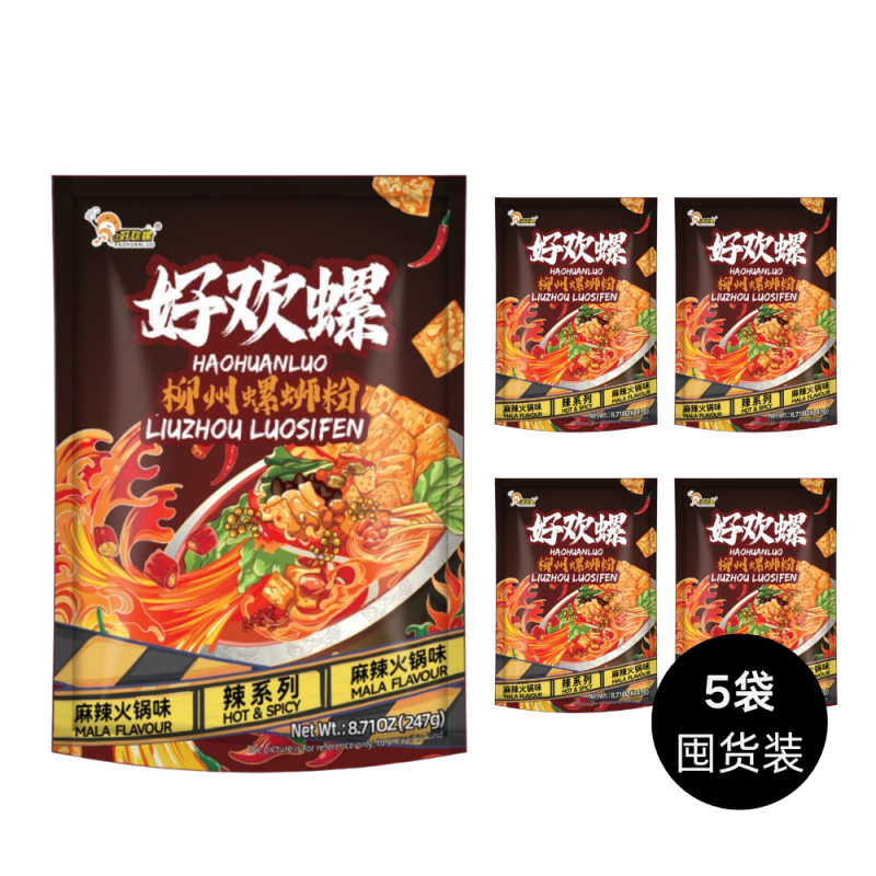 DJY打酱油超值囤货 好欢螺 螺蛳粉 麻辣火锅味 247g 5袋装